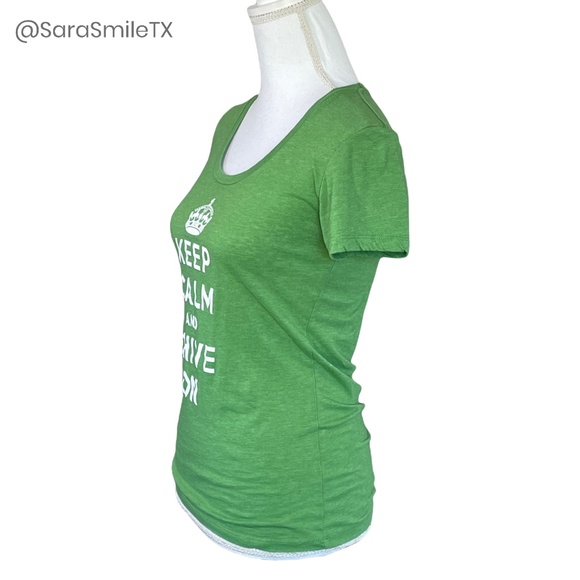 THE CHIVE - Keep Calm & Chive On - Green Graphic Short Sleeve Fitted T-Shirt - Picture 5 of 11